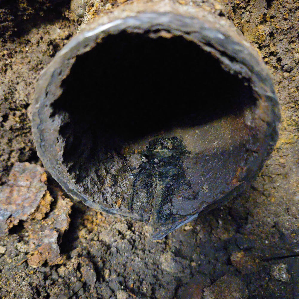 Corroded sewer pipe.
