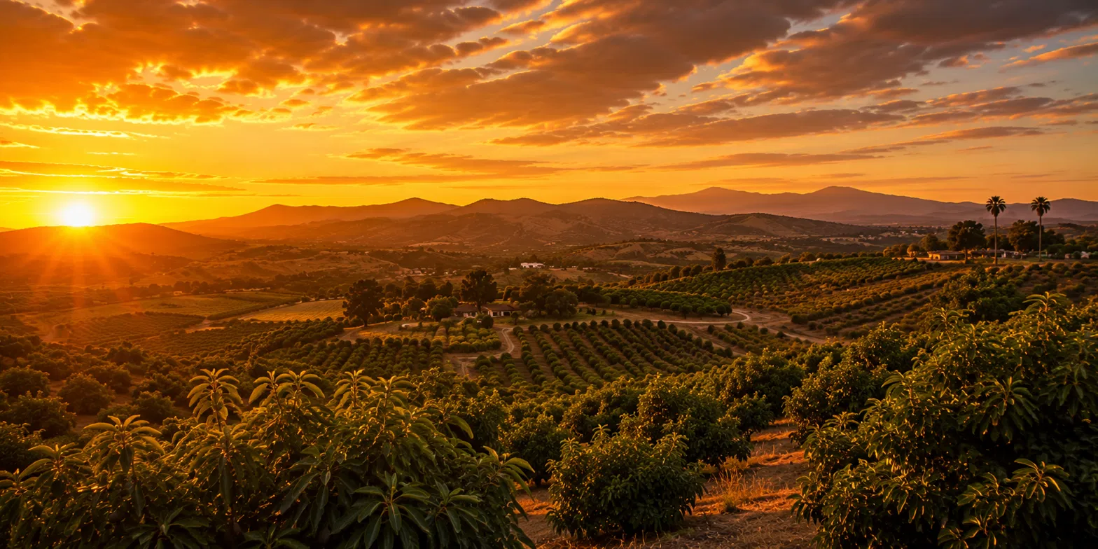 Fallbrook's avocado groves at sunset.