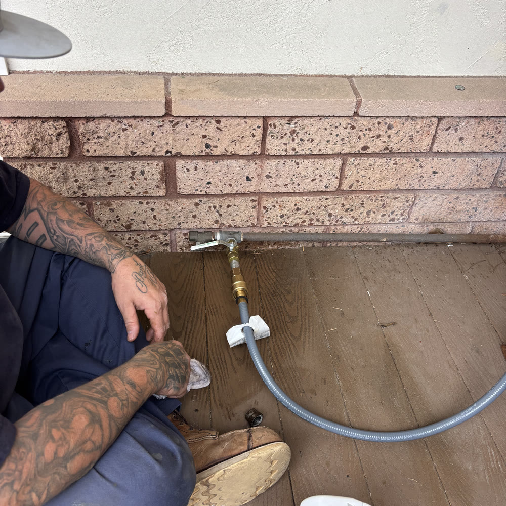 Gas shutoff valve at a grill connection.