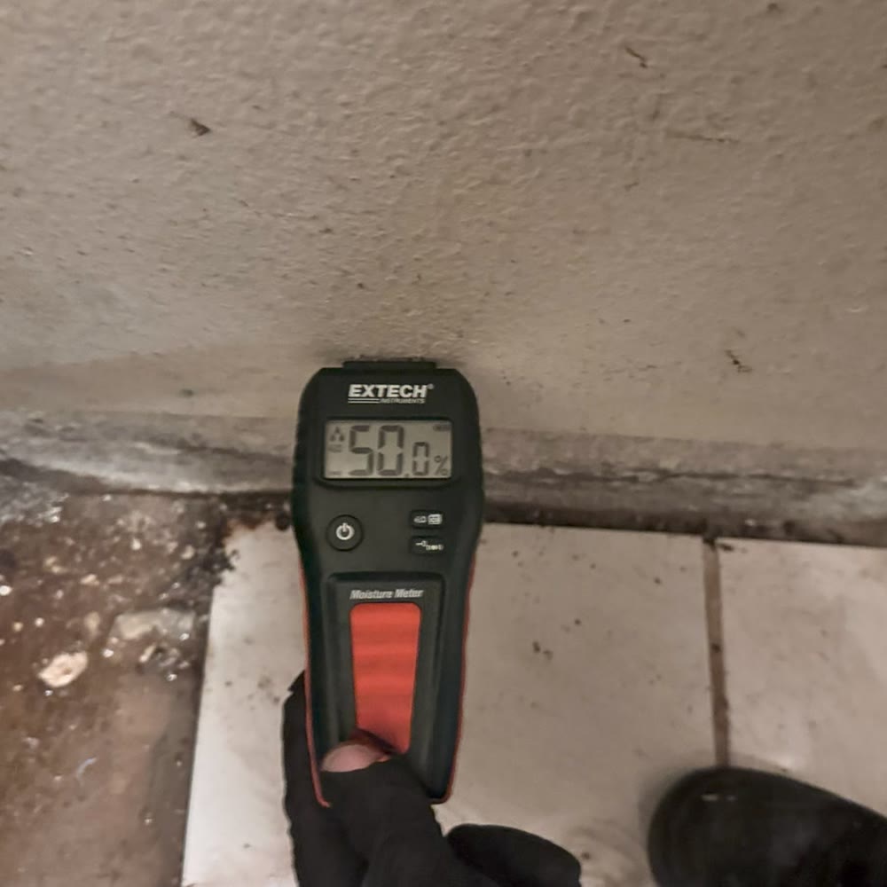 Leak detection with a moisture meter.