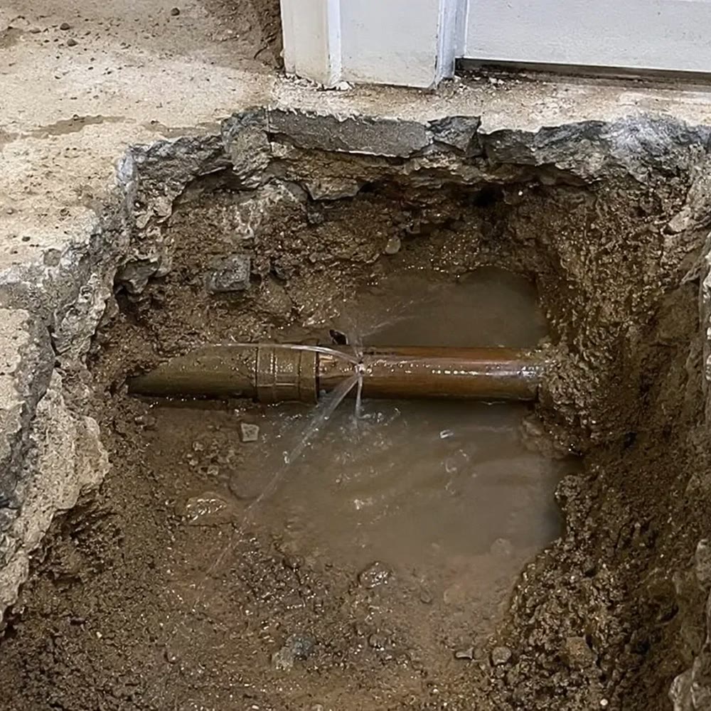 Slab leak, a leaking water line beneath a concrete slab.