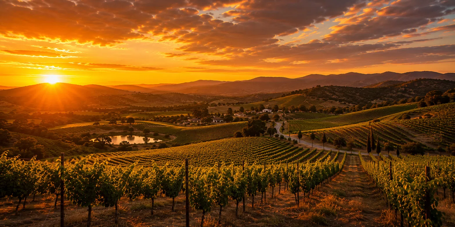 Temecula wine country at sunset.