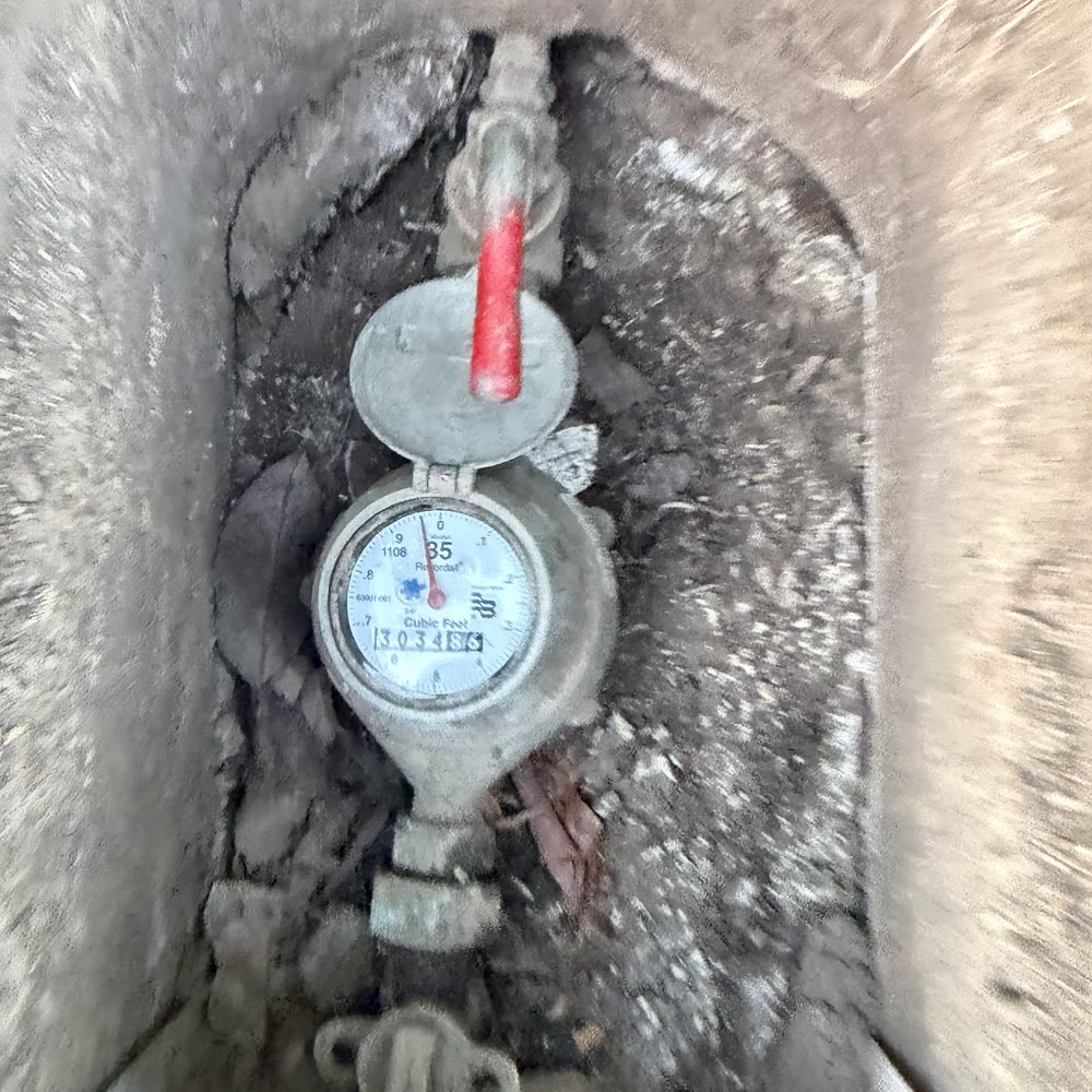 Water meter checked in an open meter box.